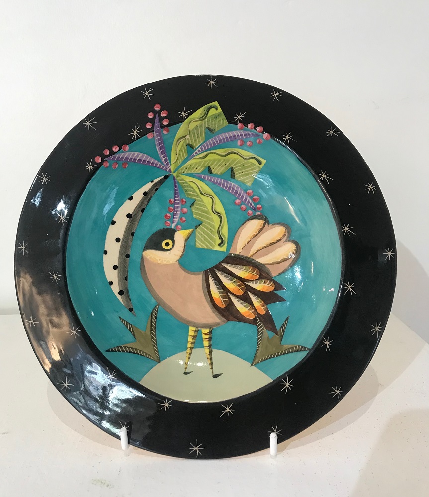 Small bird plate with a tree